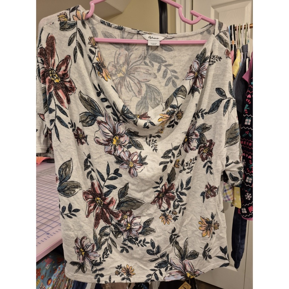 Reitmans Women's‎ Short Sleeve Top Relaxed Floral Thin Shirt Size L EUC